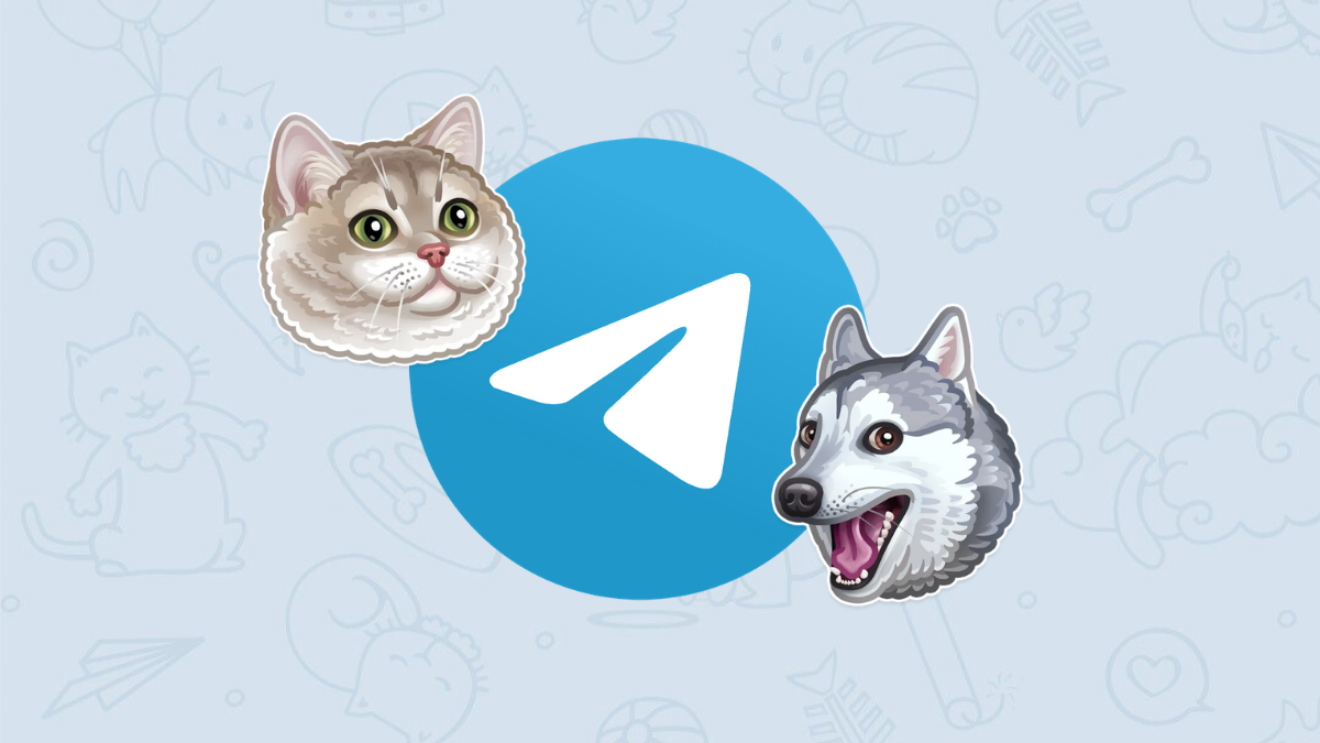 Logo de Telegram con un gato gordito y un perro Husky sonriendo